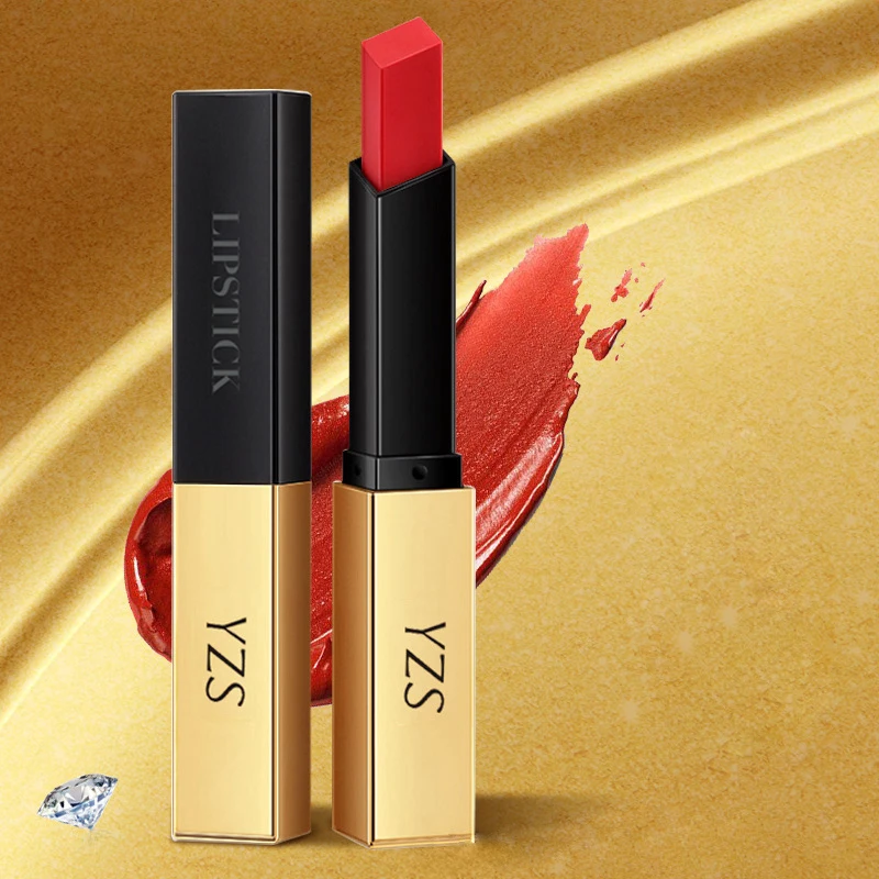 Private Label 8 Color Slim Gold Tube Lipstick Waterproof Velvet Mist Long Lasting Matte Lipstick