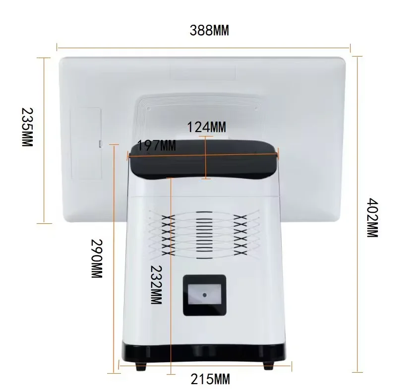 All-In-One 15.6 Inch Dual Touch Display POS Machine Checkout Counter with Billing System for Coffee Shop SDK Function
