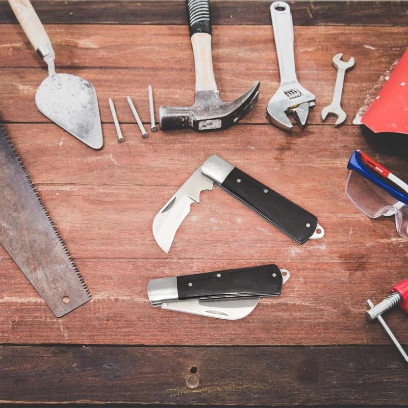 Custom Steel Blade Wooden Handle Grafting Kitchen Small Knife Folding Stainless Steel Grafting Utility Knife For Outdoor