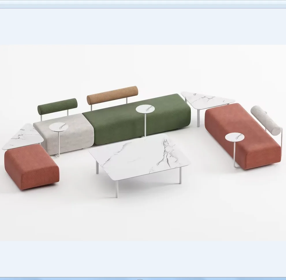 Wholesale price modern sofa set luxurious designer couches fabric colorful sectional sofas for public area furniture