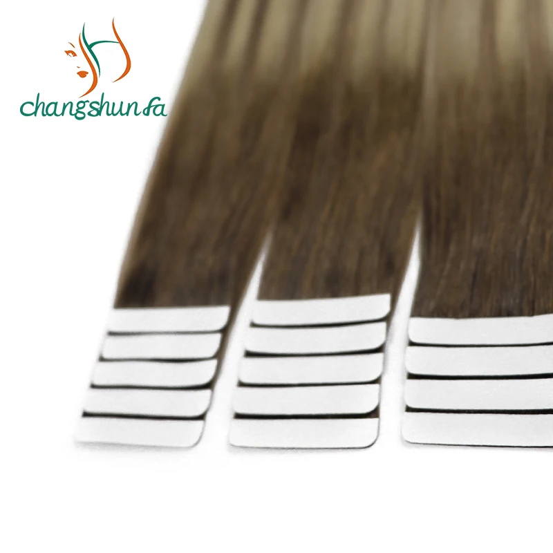 Changshunfa Real Tape In Russian Human Hair Extensions Remy Virgin Slim Invisible Skin Weft 8-30 Inches Hair Extensions