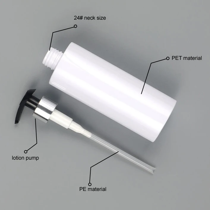 Private label 300ml 10 oz cosmetic shampoo bottle pet 500 ml matte white black luxury body lotion bottle with gold pump