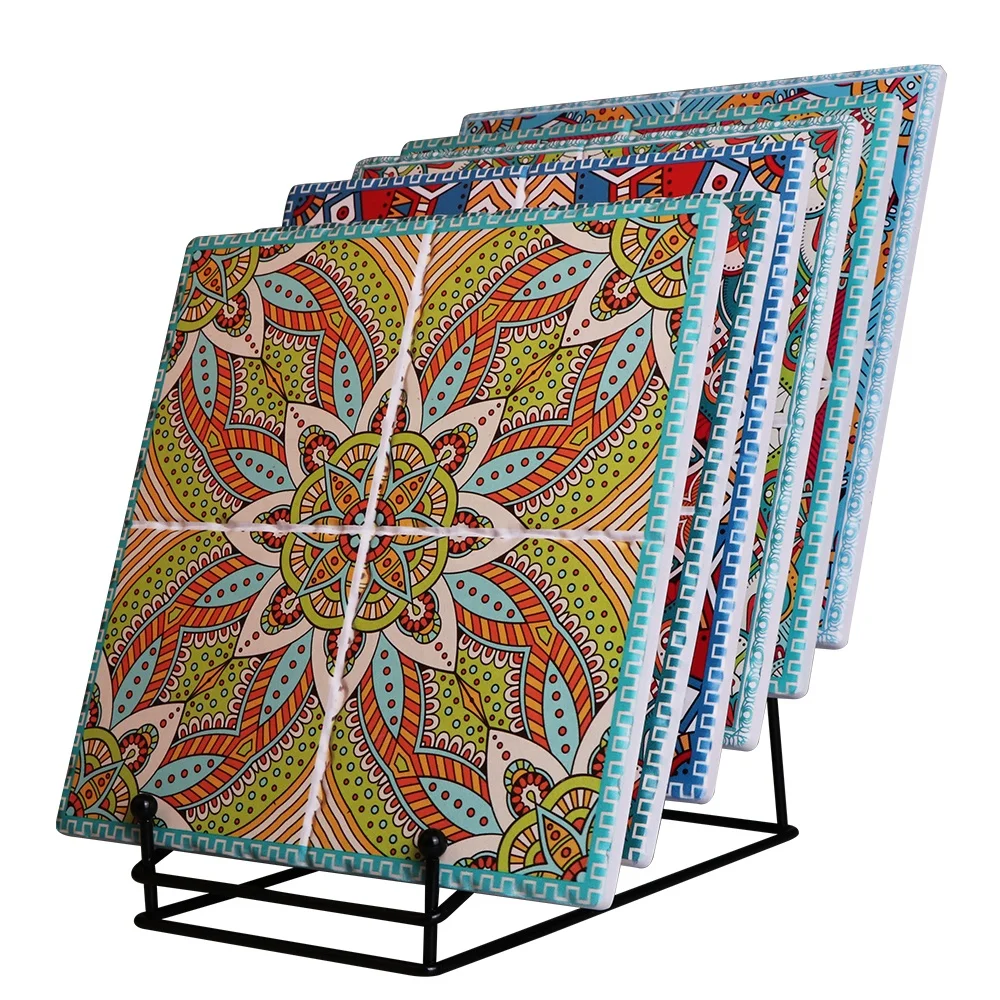 OEM изготовленный на заказ boho Печать Декоративные столовых квадратная плитка керамическая подставка горячий горшок coaster коврики стол колодки термостойкие