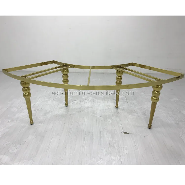 2022 Newest Simple Style White Glass half moon wedding table banquet table