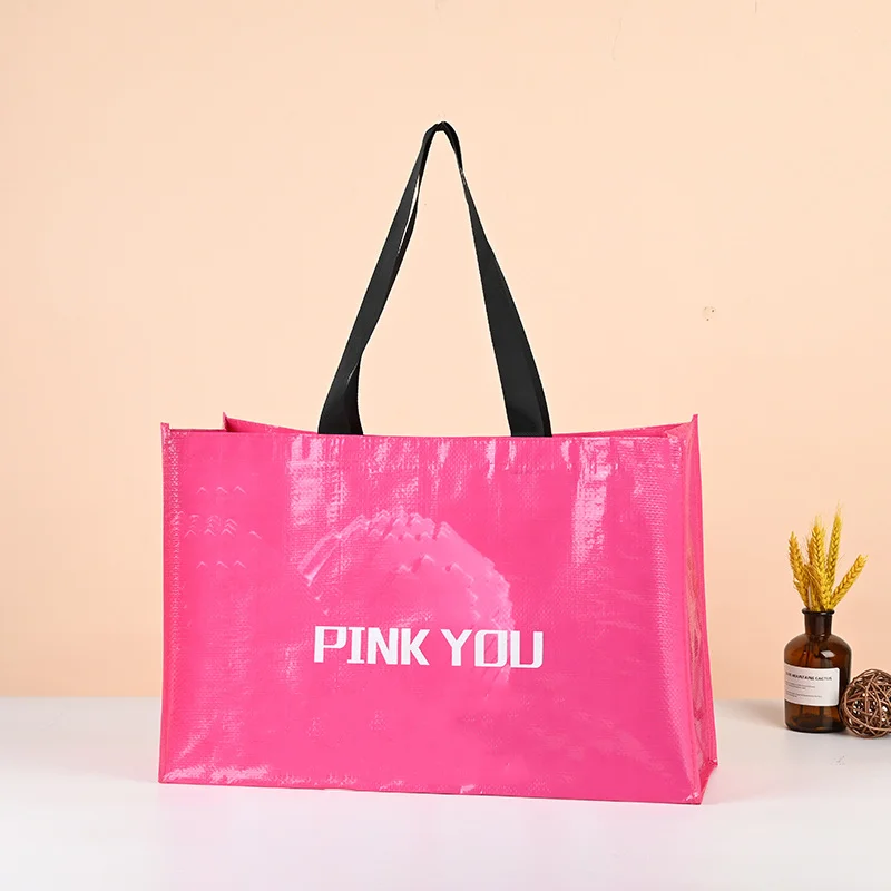 Supermarket Shopping Reusable Plastic Recycled woven polypropylene bags With Double Handles pp woven tote bag