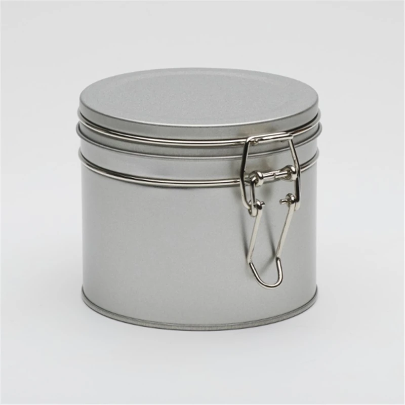 wholesale loose tea packaging tin box with hinge lid tea tin container customize round shape airtight metal tea tin