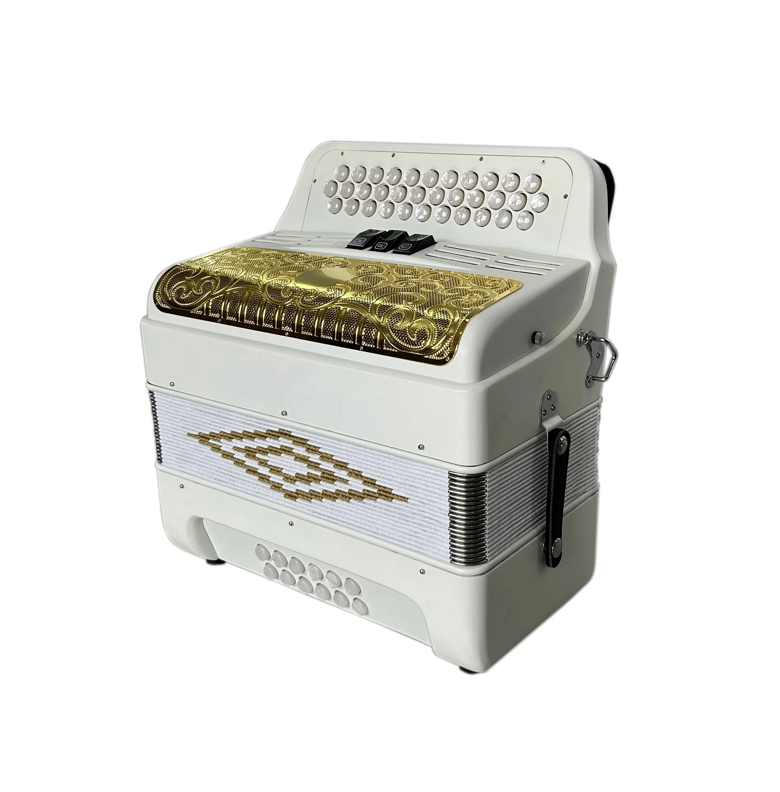 SEASOUND OEM 34 Buttons 12 Bass 3 Registers Matt White Accordion Gold Grill White Buttons Accordion Instrument Acordeon JB3412C