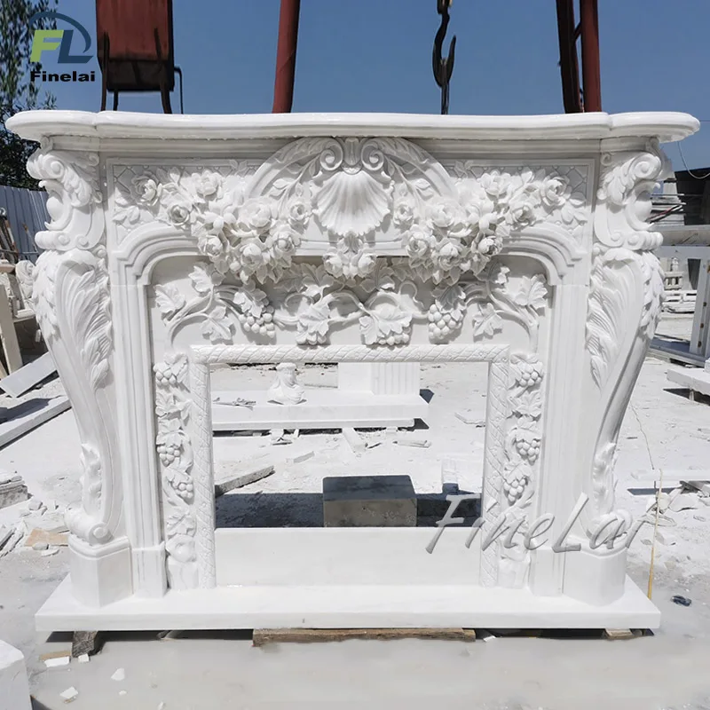 Finelai classical design Georgian gothic cultured marble fireplace mantel