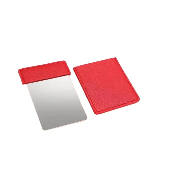 Whole sale mini pu leather foldable pocket makeup mirror single-sided make up mirror