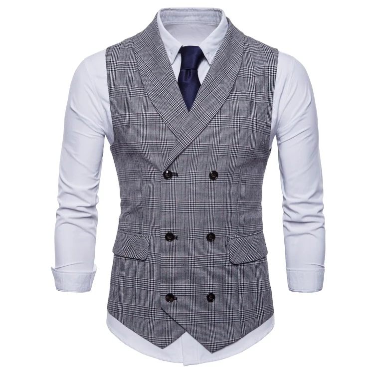 
V is gotten men vest formal double-breasted suit Stylish sleeveless waistcoat men slim vest 