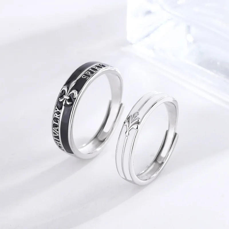 Princess and knight rings couple style s925 sterling silver rings men and women jewelry adjustable rings