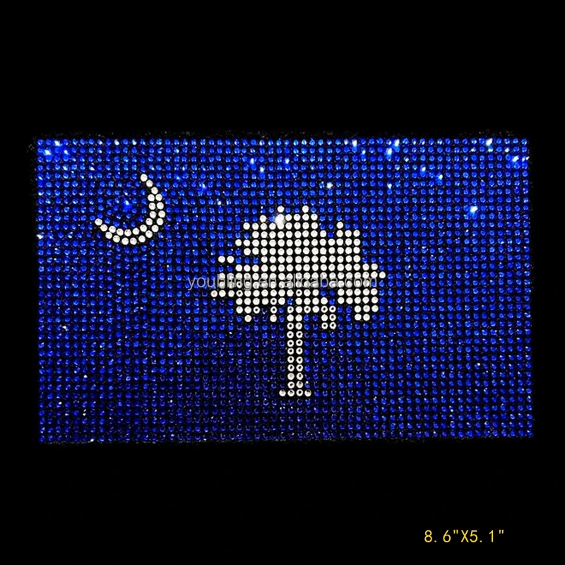 HotFix Rhinestones Transfers South Carolina Iron on Transfers Design Rhinestones Carolina Flag Motif Appliques  For Garments