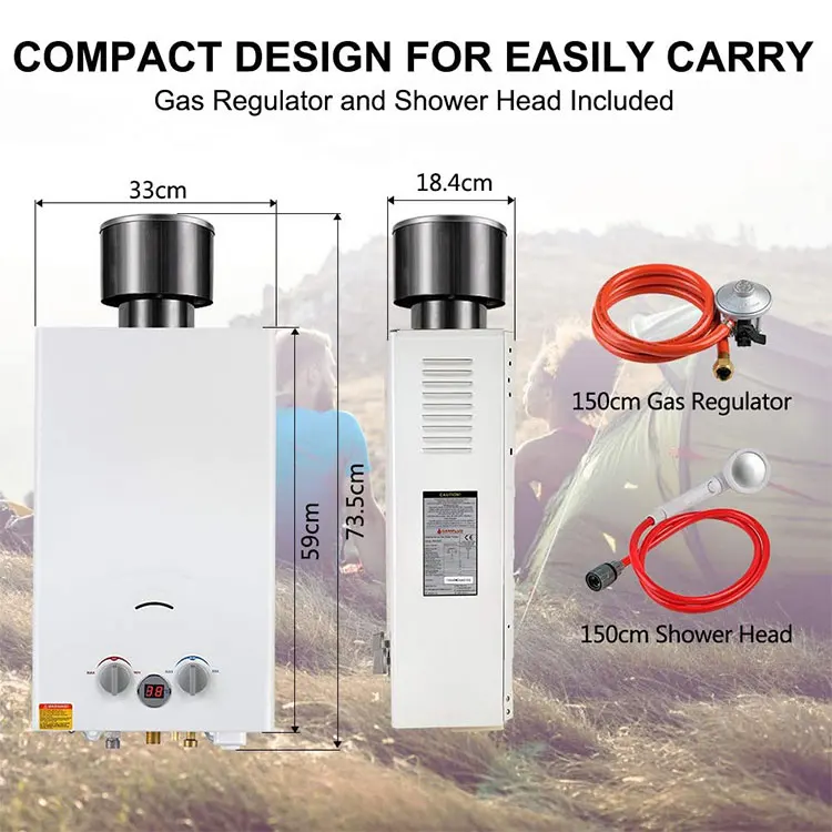 3V camping portable tankless liquid propane gas water heater