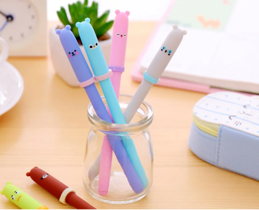 Гелевая ручка Kawaii с животными черная нейтральная для письма канцелярские принадлежности