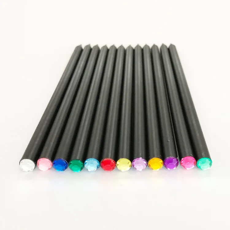 Карандаш HB из черного дерева с логотипом на заказ, карандаш с бриллиантом