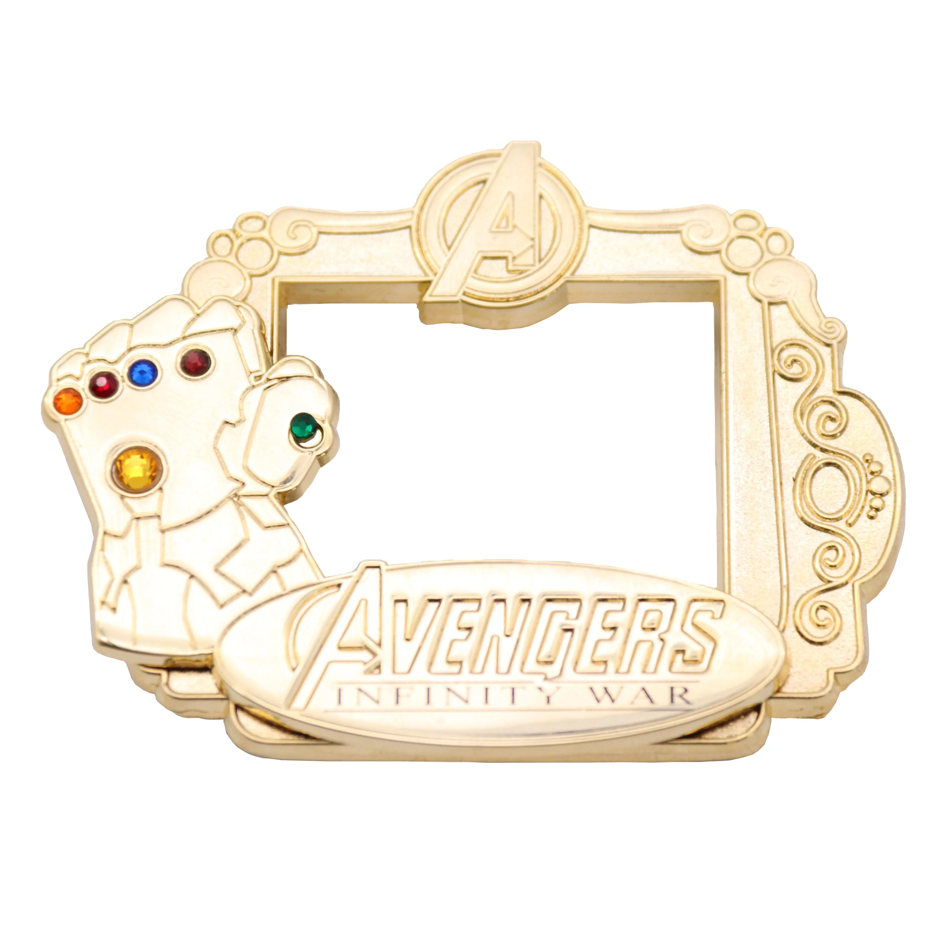 GreenTree custom photo frame 3D lapel pin on pin with rhinestone