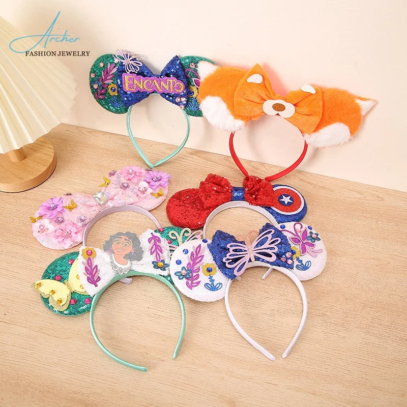Magic house theme headband butterfly flower headband decorative sequins bow mickey headband new hair accessories