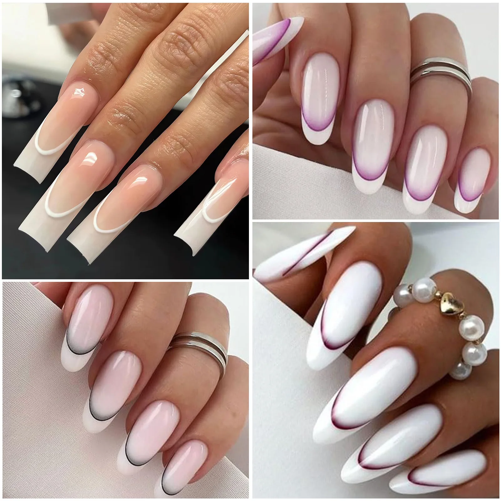 Gradient Effect Nail Supplies Flexible Line Nail Decals 12 Colors Gradient Thin French Line Nail Stickers Wholesale