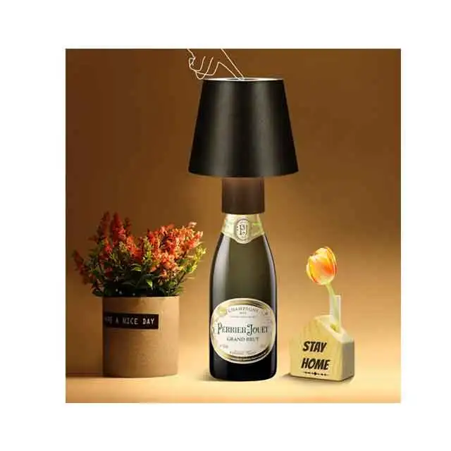 LED Rechargeable Table Lamp Bottle Decorative Light Dimmable Portable Desk Lamp IP54 Waterproof Lamp for Restaurant/Home/Bar
