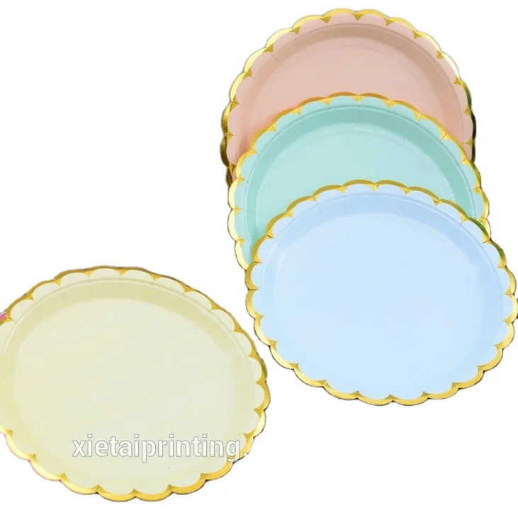Party Supplies High Quality Disposable Partition Dinner Plate Disposable Round Paper Tray Party Cake Barbecue  Paper Plate