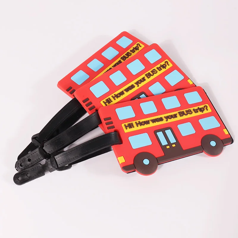 Custom PVC Red Embossed Logo Adjustable Luggage Tag for Travel Agency Luggage Label Tag Promotional Gift Giveaway