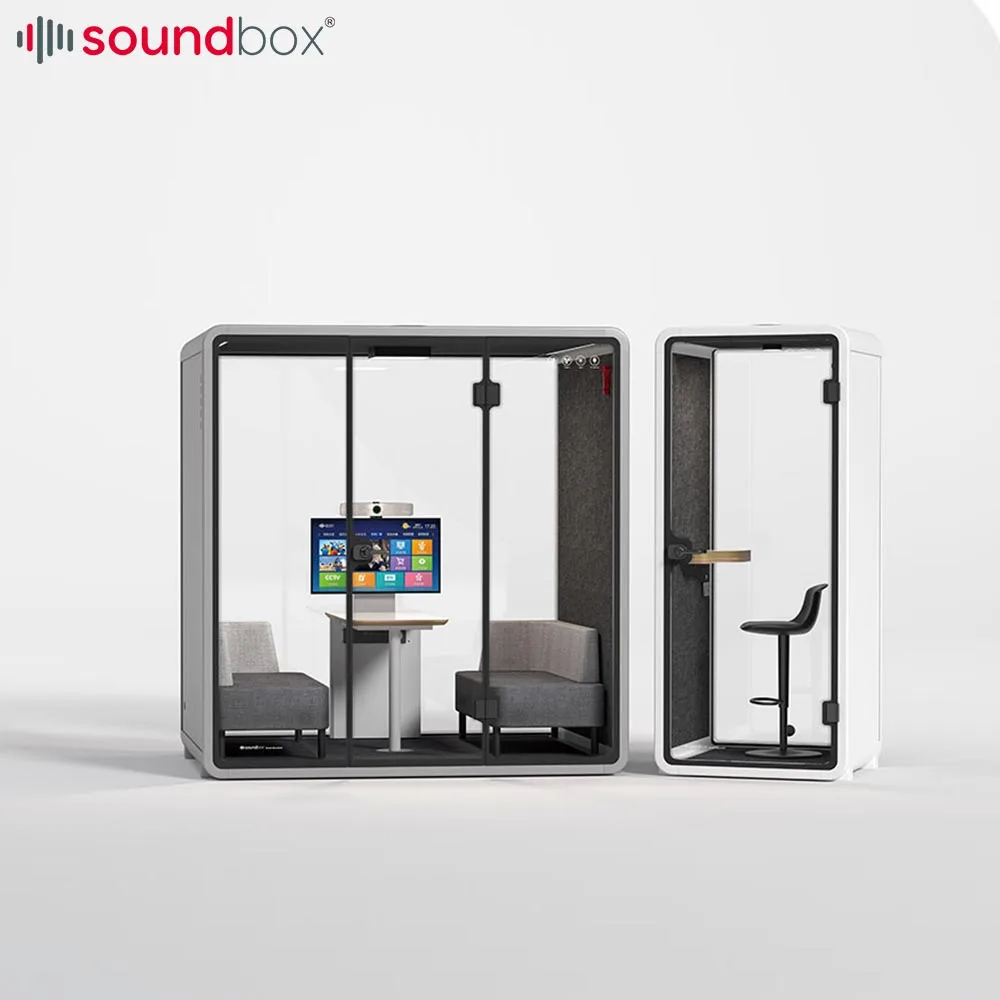 2-4 Person Sound Box Modern Office Meeting Work Sound Proof Booth Flexible Office Noise Reduction Pod