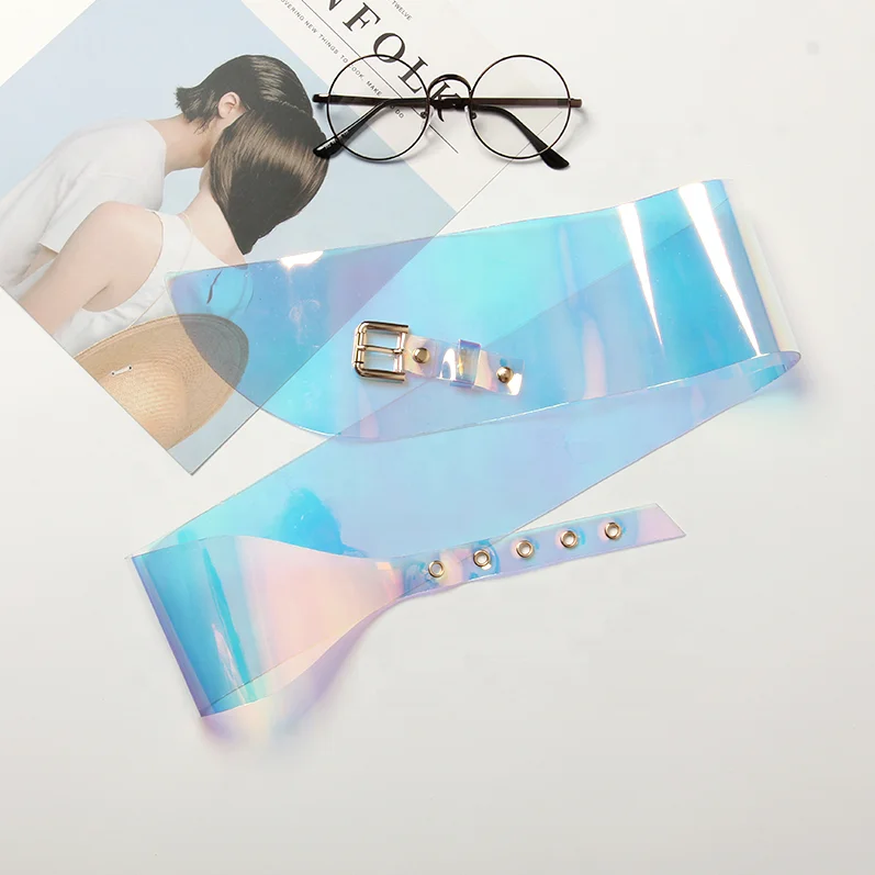 2022 Fashion Transparent Clear Wide Waist Belt European and American Waistband Customizable Women Cute Buckle Female PVC Belt
