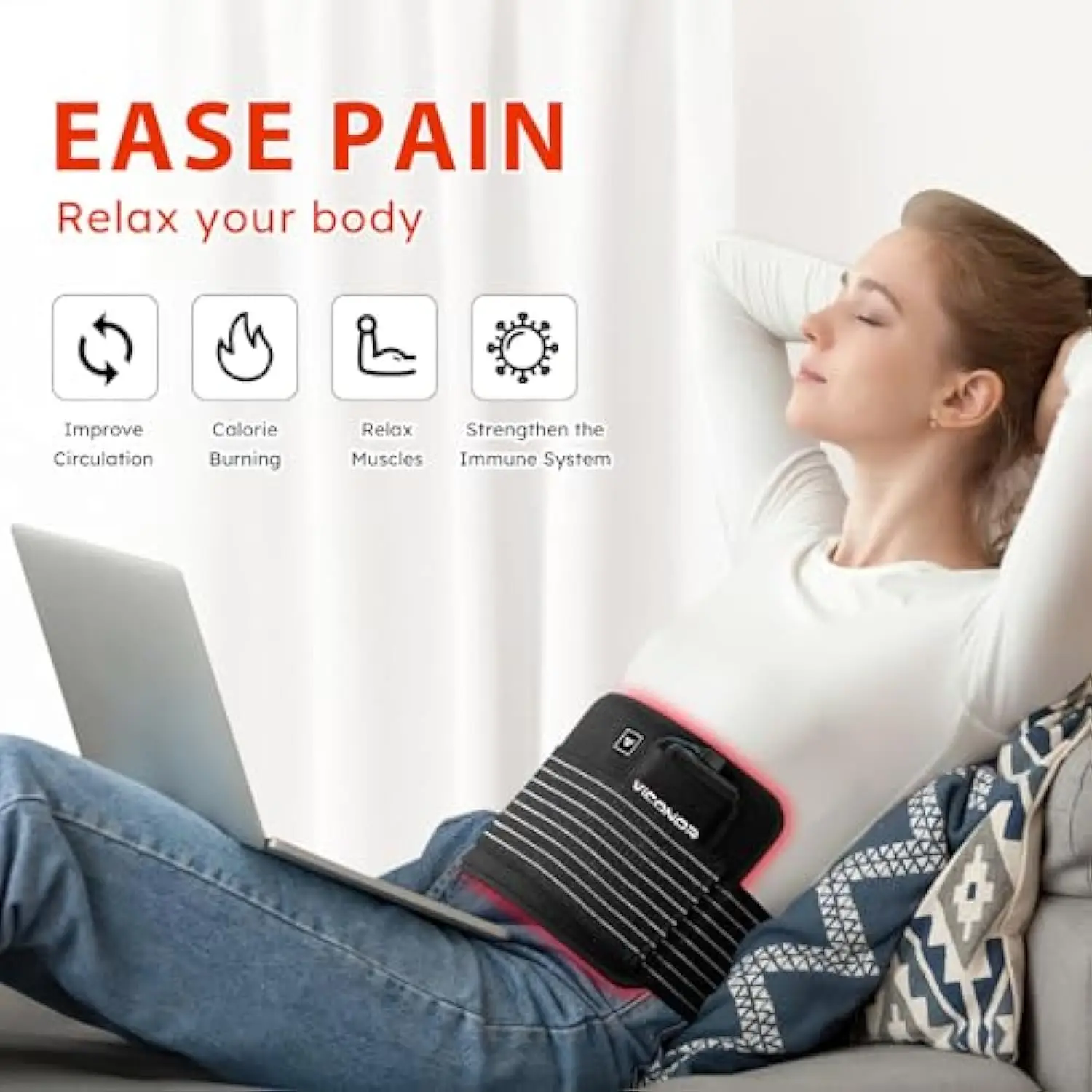 LED Red Light  Device Near Infrared Light Therapy Waist Belt Fat Burning Red Light Therapy  Belt for Weight Loss