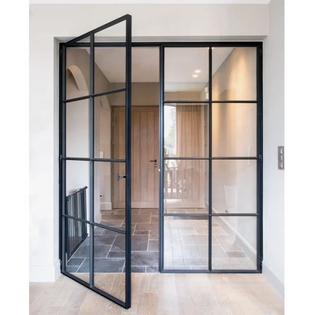 Modern Metal Doors Internal Crittall Doors Room Divider Indoor Swing Glass Wall Steel Door