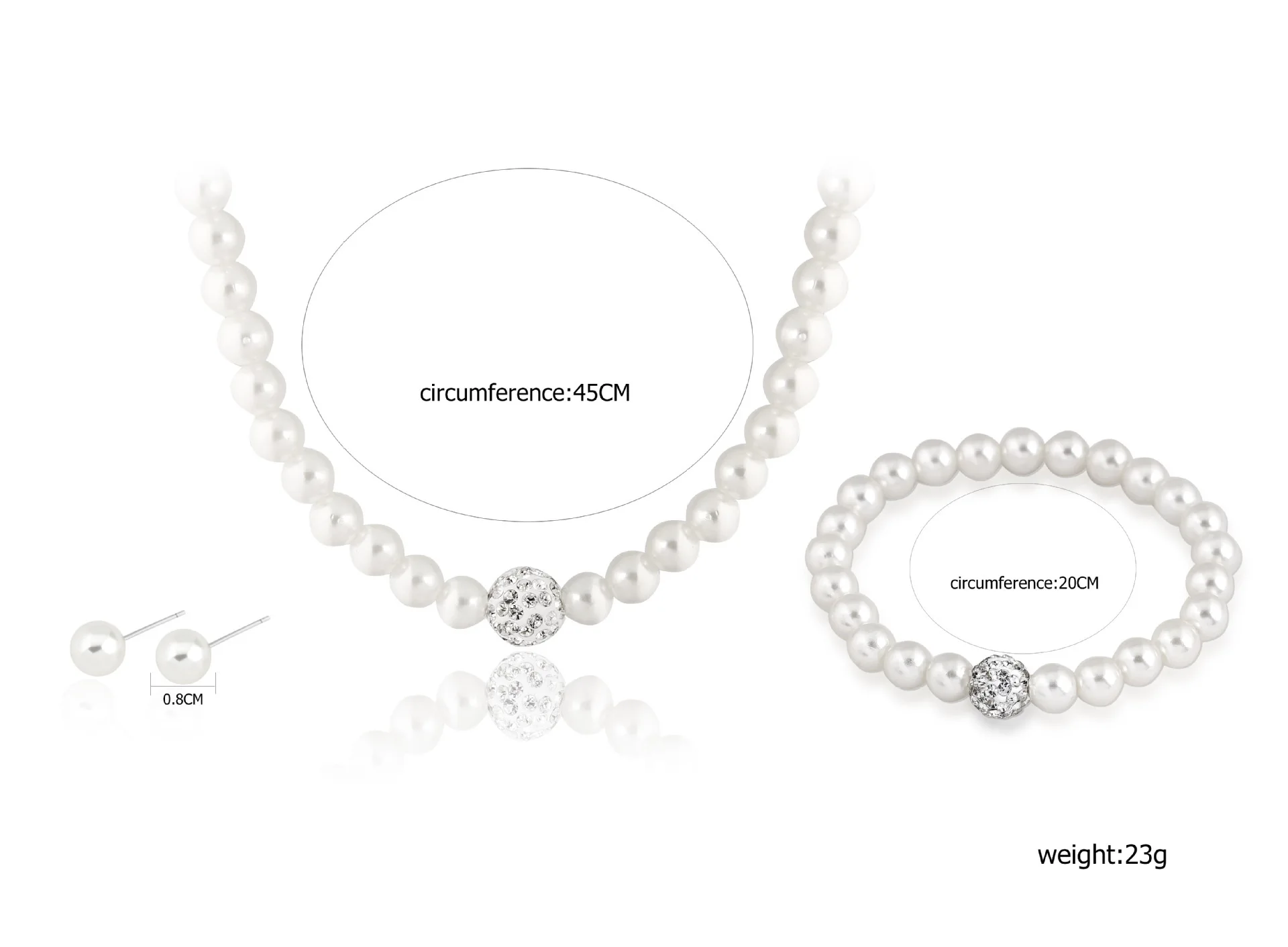 Aug Jewelry 3-piece Set Of European And American Popular Ladies Gift Pearl Necklace With Zircon Pearl Jewelry Set