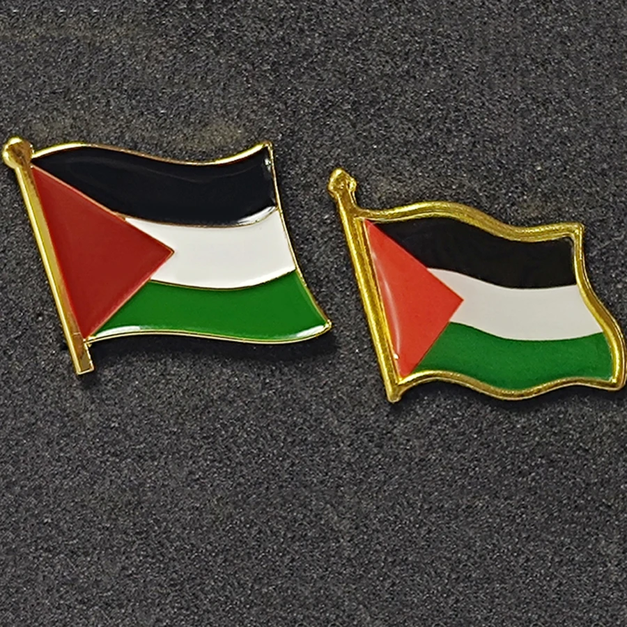 Manufacture Bulk Custom Round Soft Hard Enamel Metal Magnet Palestine Flag Badge Lapel Pin With Backing Card