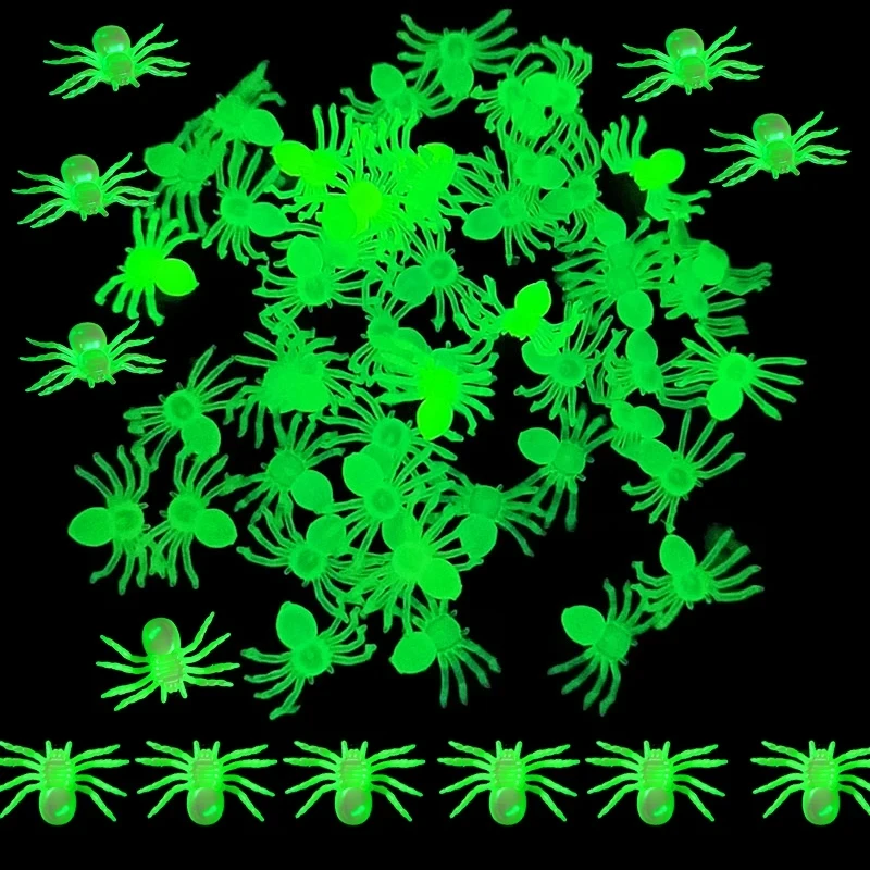 20/50/100 Halloween Luminous Spider Plastic Glow In The Dark Spider Tricky Toy Halloween Decoration For Home Haunted House Props