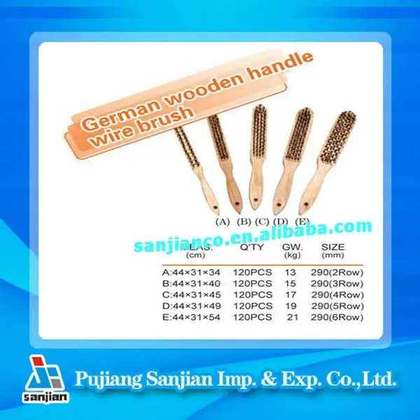SJIE3019-1 wooden handle brass coated wire industry brush tools