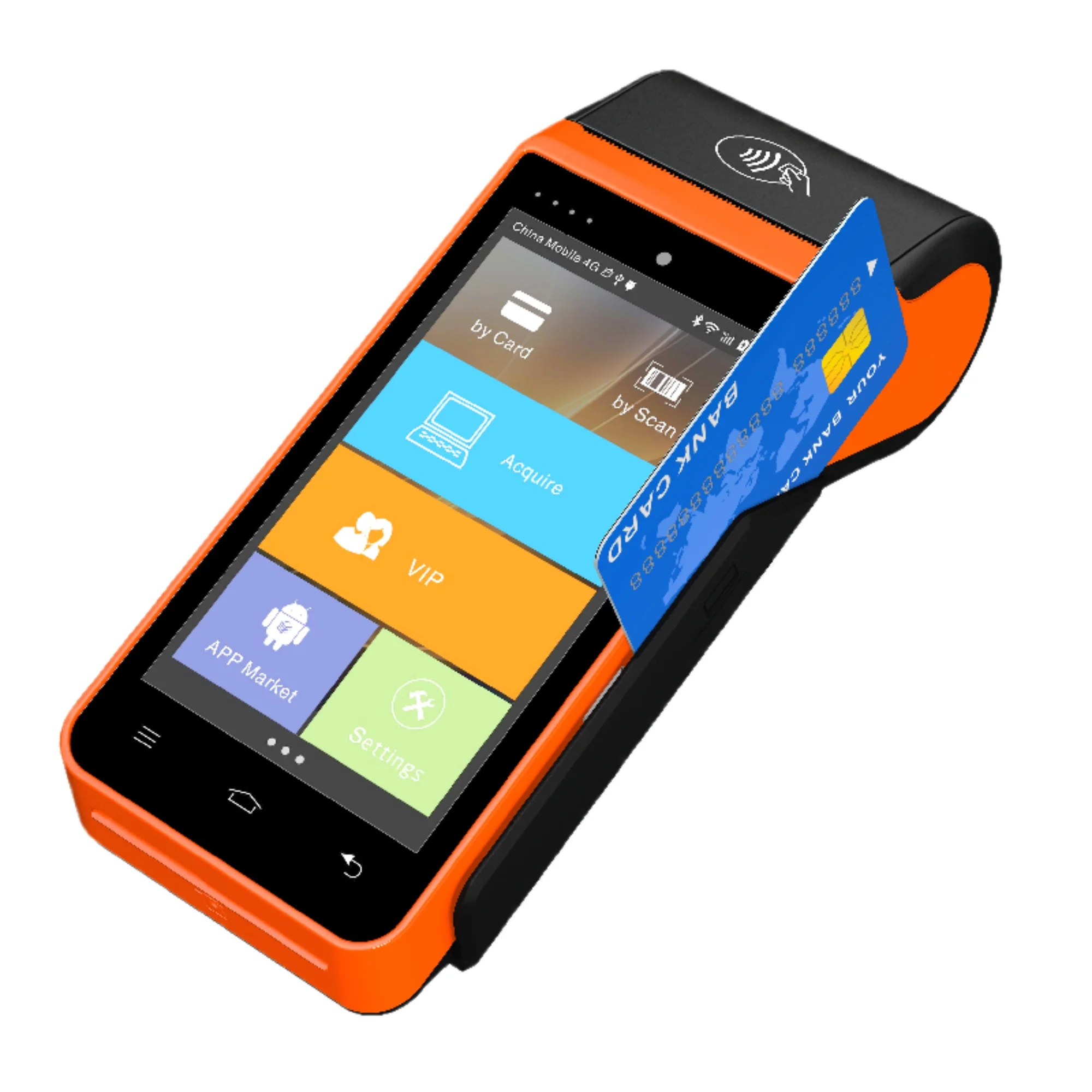 POS терминал оплаты кредитной карты магнитная карта микросхема NFC QR-код 4G Bluetooth Android Встроенный термопринтер