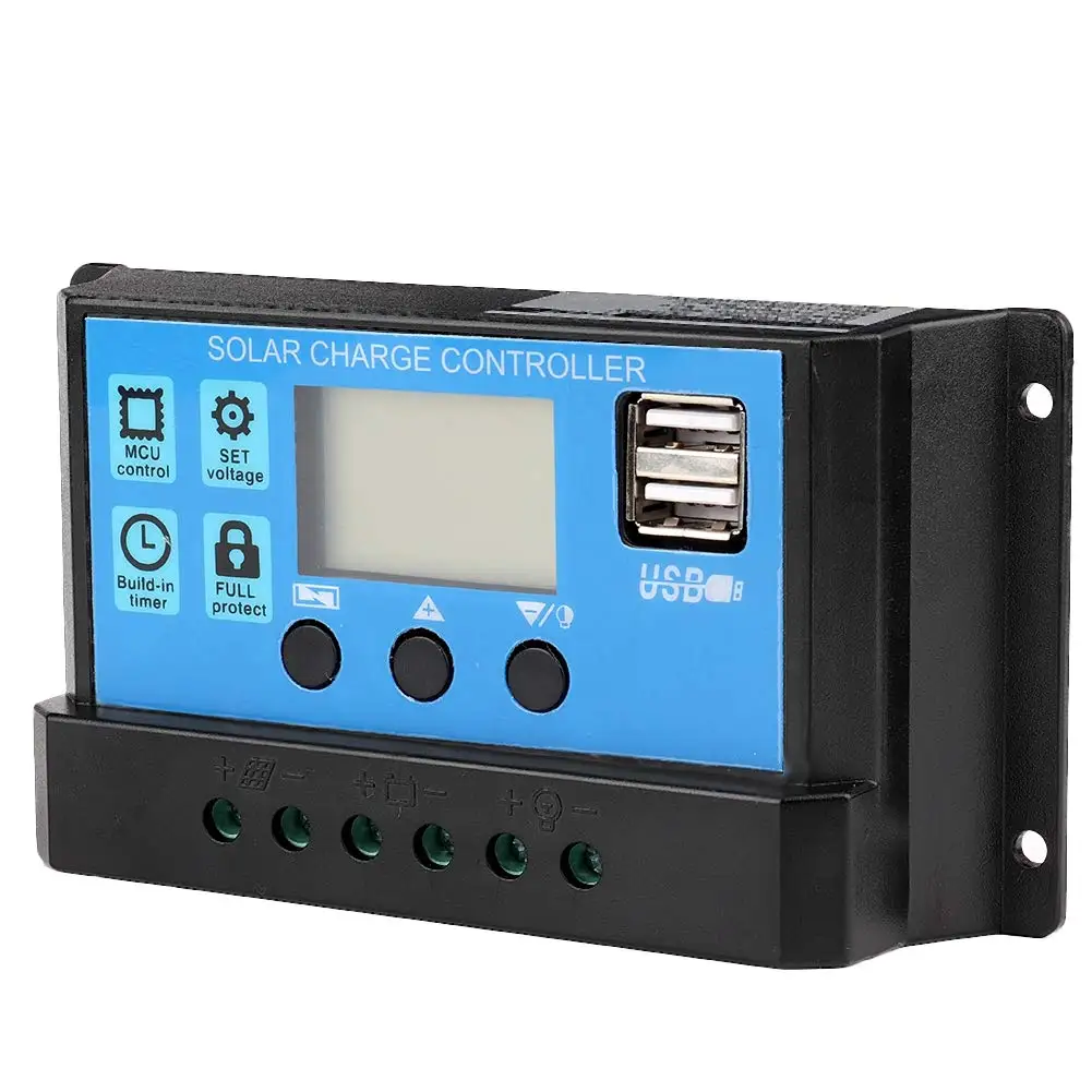 10A 20A 30A 40A 50A 60A PWM MPPT Solar Charge Controller 12V 24V with LCD Display Inverter Charger