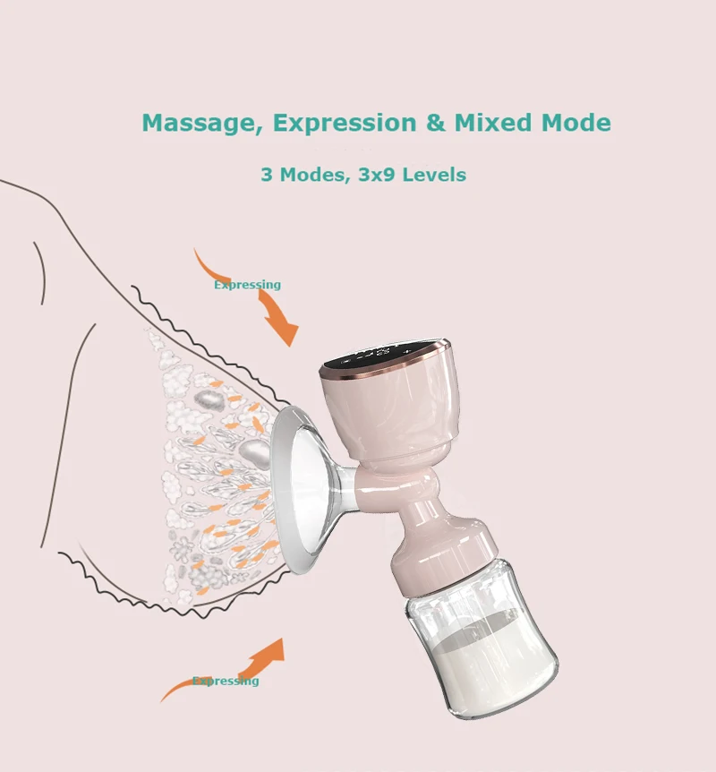 YOUHA One-piece portable electric breast pump with LED screen and touch button  wireless breast pumps