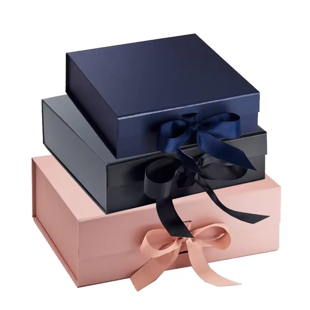 Custom design paper magnetic folding box packaging luxury rigid cardboard foldable gift box for wedding dress