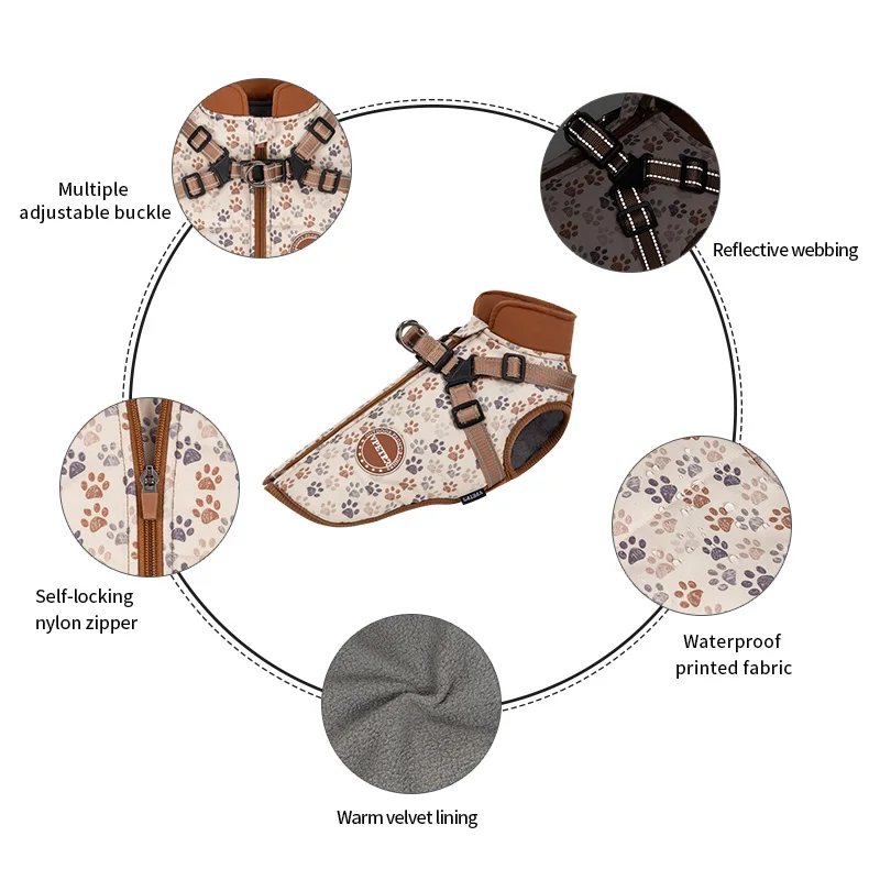 OEM/ODM Factory Manufacturer Wholesale Warm Winter Dog Clothes With Harness Pet Jacket Waterproof For Small and Big Dog