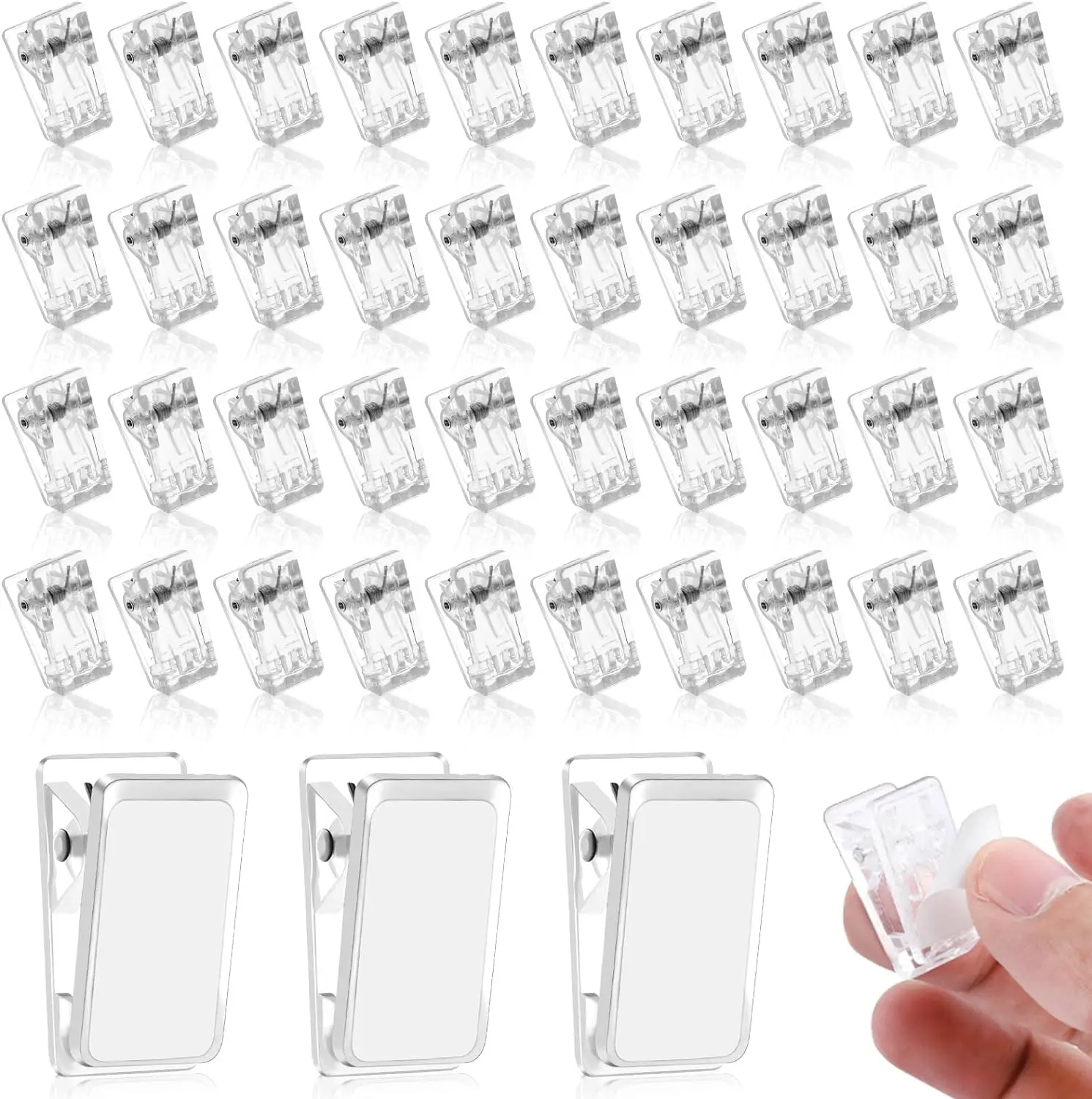 Self Adhesive Clips Tapestry Sticky Wall Photo Poster Clip Plastic Sticky Hanging Spring Clips for Office Photo Decorations