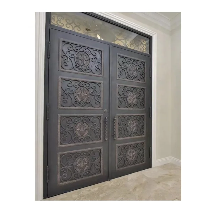 Entry Doors Wrought Container Design Closet 3 Cnc Aluminum Rough Shanghai 42X96 in Algeria Forged Decoration Swing Iron Door