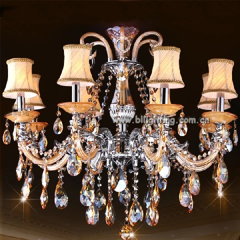 Modern decoration fabric shade luxury chandelier hot sale villa light crystal lamp small chandelier lighting for wholesale price