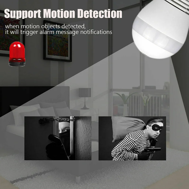 Smart Bulb Security Camera 1080P Night Vision FHD 360 Panoramic Motion Sensor Led Lamp V380 IP WIFI Camera