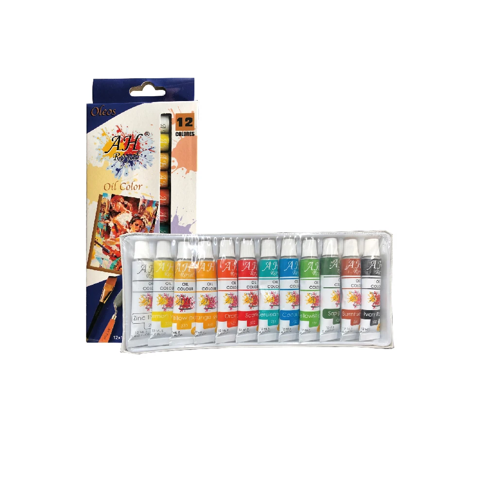 Artist oil 12 colour paint in single tube for kids and student drawing