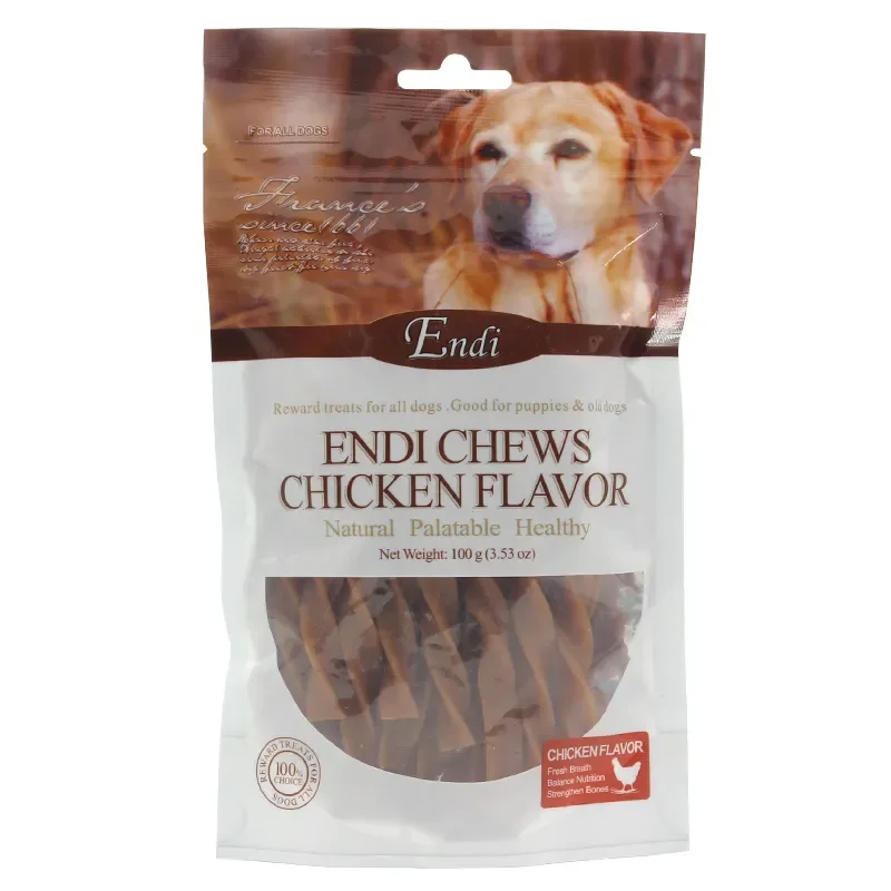 Natural Eco Dog Rawhide Free Chicken Flavor Bulk Chow Twist Strip Dog Treats Pet Snacks Dog FoodStick