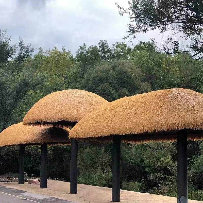 artificial plant wholesale artificial thatch waterproof roof Plain Roof Fireproof Artificial Synthetic Thatch synthetic thatch