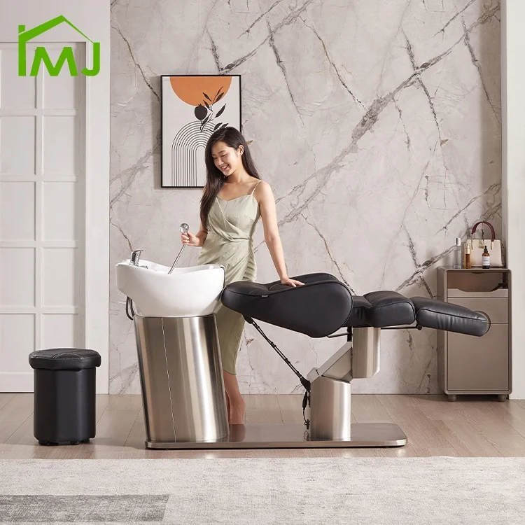 Luxury Electric adjustable lift salon Barber shop hair wash bed shampoo bowl chair