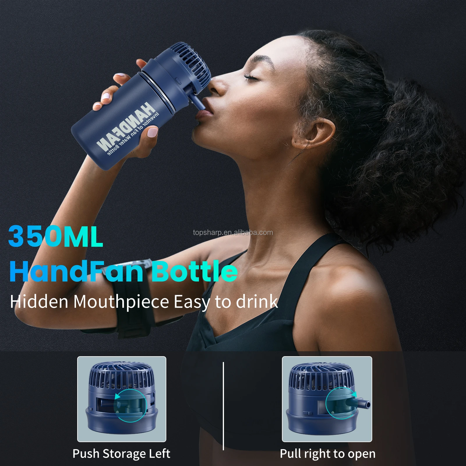 Outdoor Travel Sport Insulated Thermos Bottle Stainless Steel Kid Water Bottle Vacuum Flask Fan