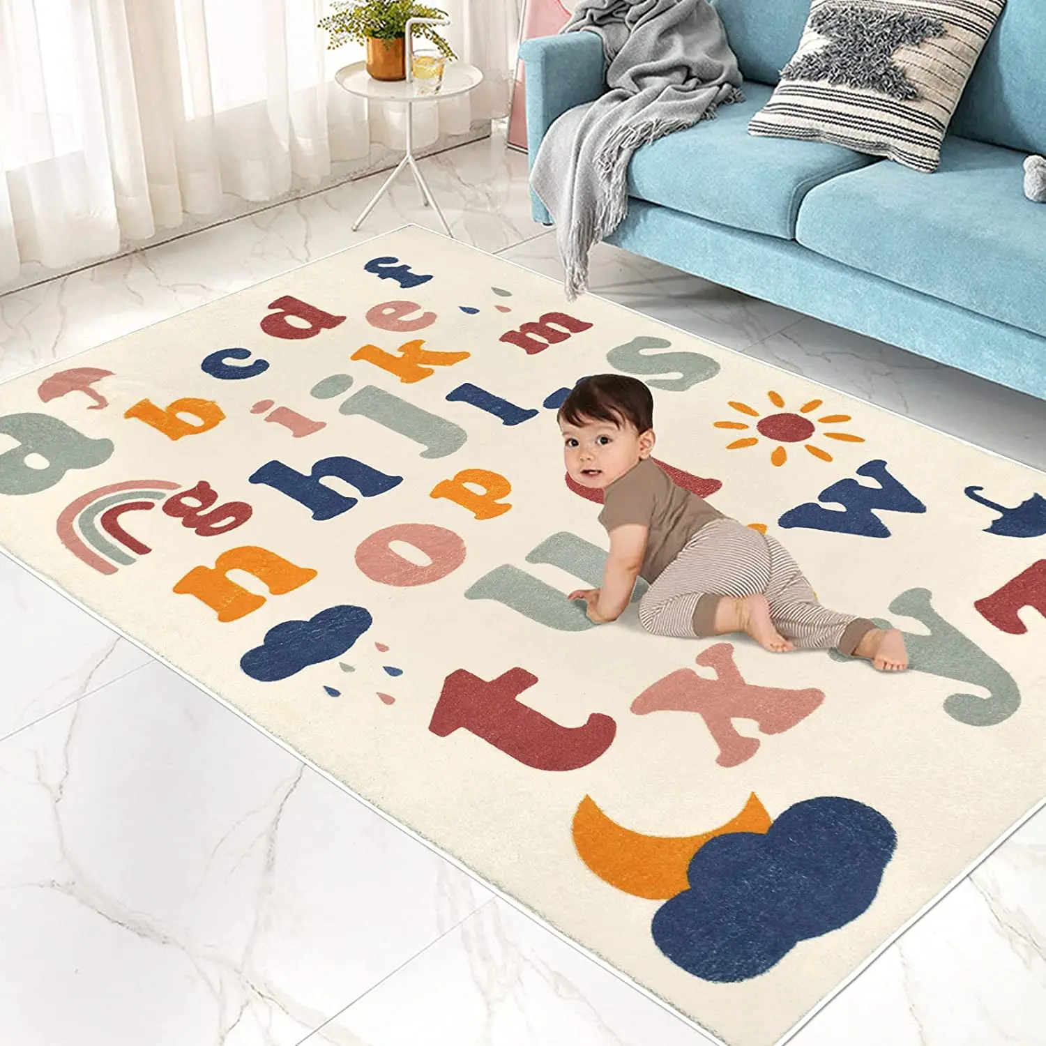 ABC Alphabet Area Rug Wool Kids baby play mat acrylic area rug Cashmere rugs for kids rooms Soft Plush Educational carpet