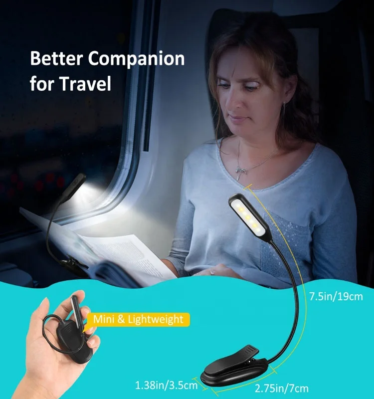 3 Colors x3 Levels Eye Care Reading Lights,Rechargeable Book Light, Clip on LED Book Lamp