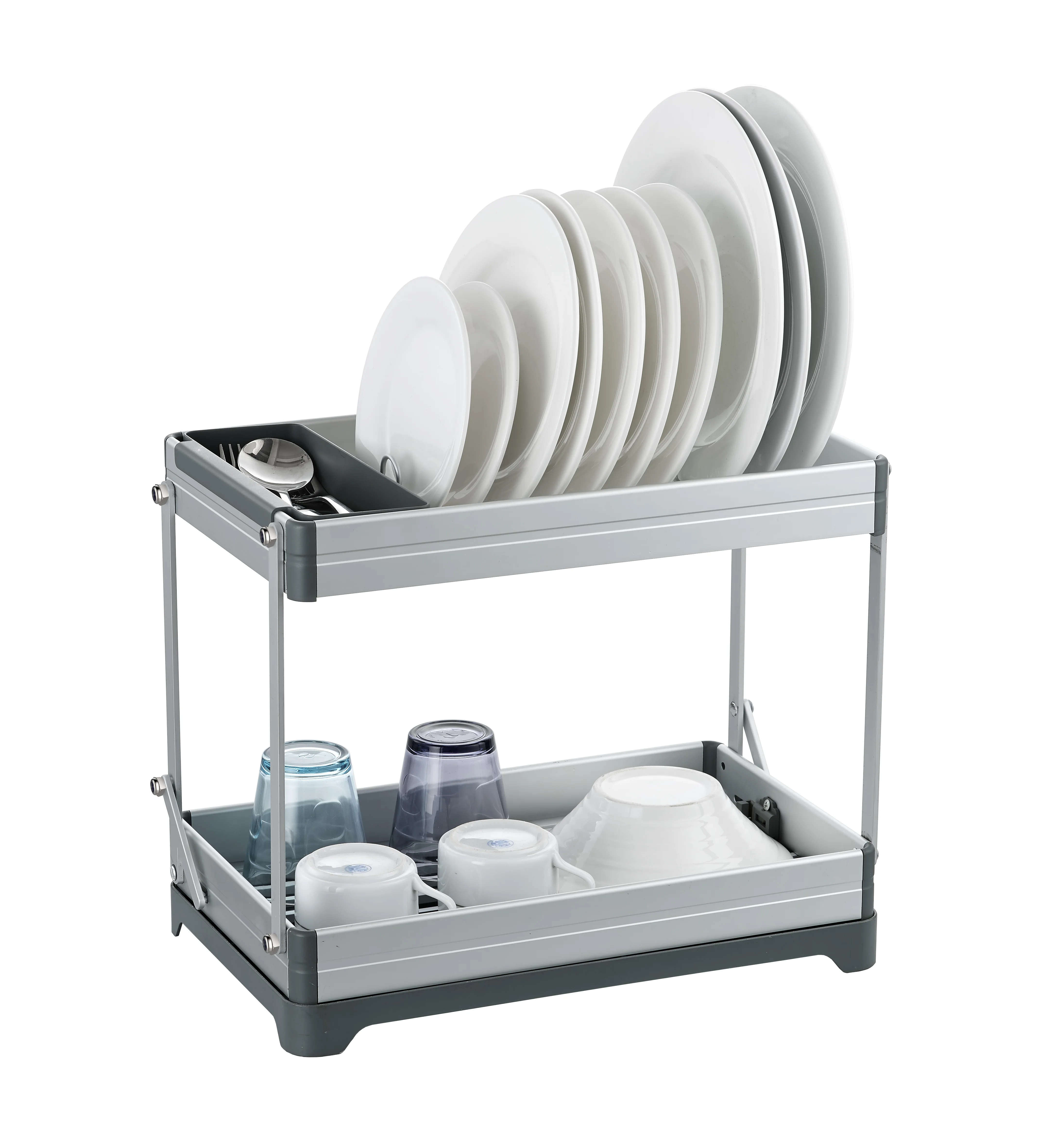 2 Tier Aluminum dish rack with oxidation never rust collapsible